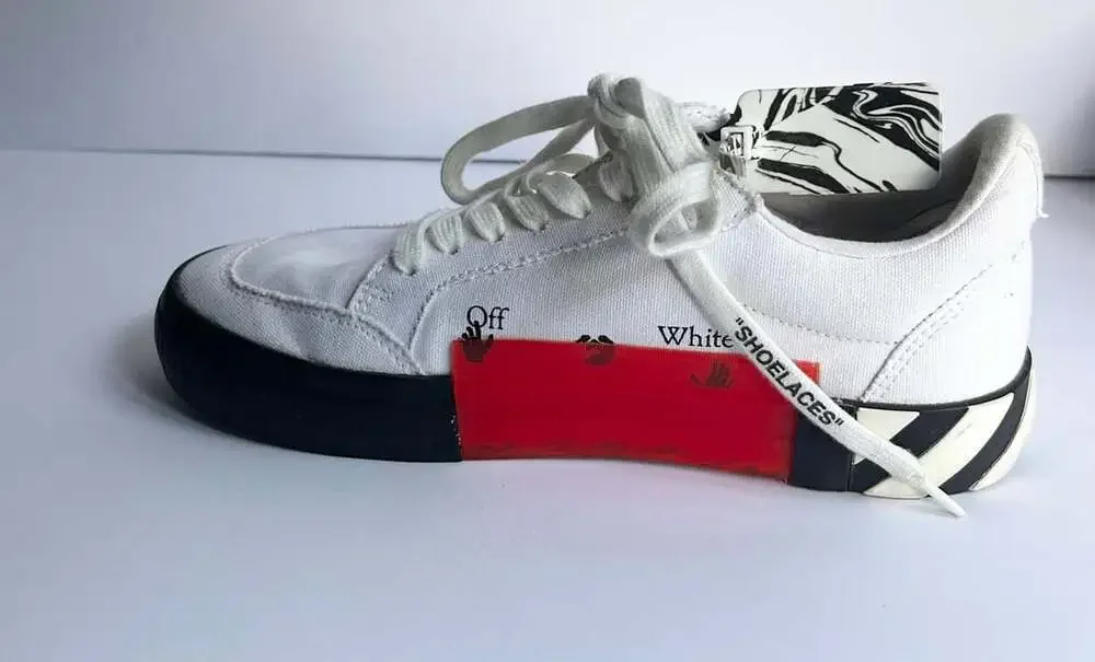 Off-White Low Vulcanized Canvas Sneakers White Green Size 9.5